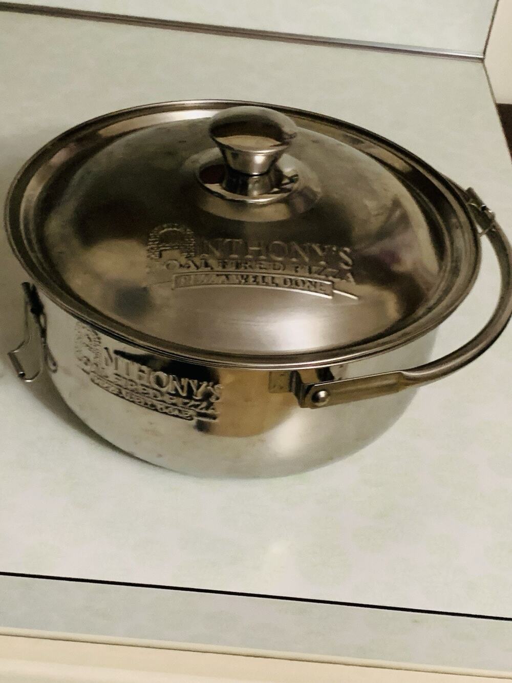 Anthony’s Coal Fired Pizza Stainless Steel Lidded Pasta Kettle Pot Bowl